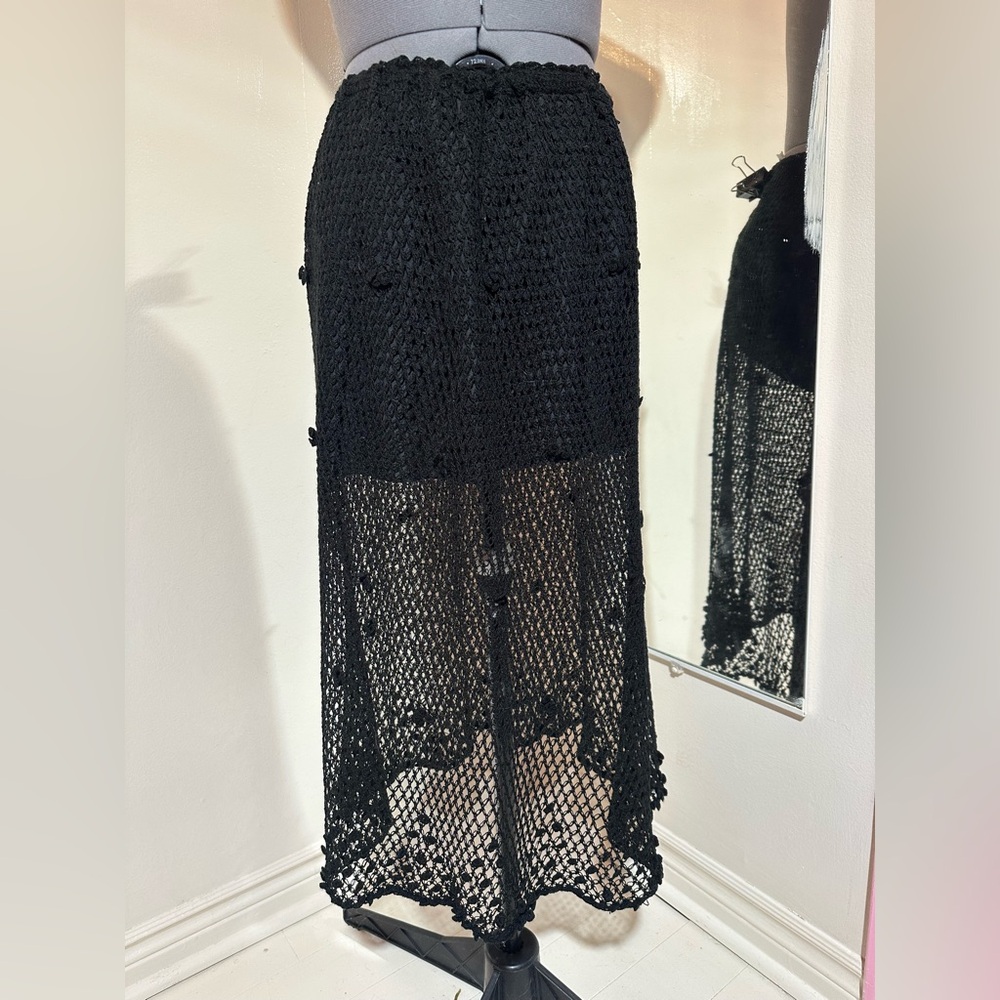 Black Crochet Maxi Skirt - Handmade